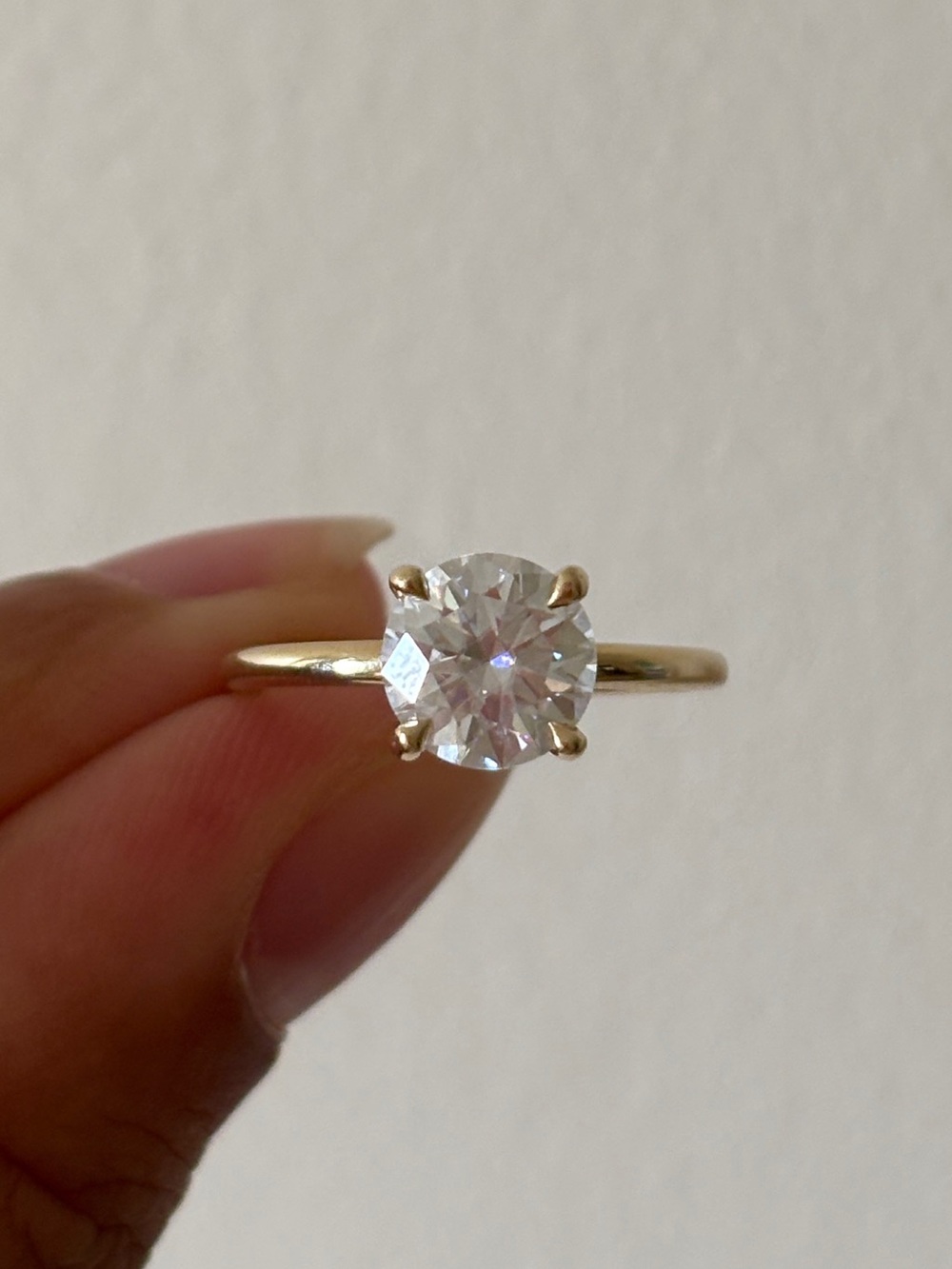 14k Gold Solitaire Moissanite Engagement Ring - Classic Women's Jewelry